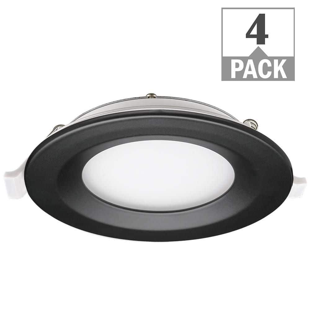 4 in. Adjustable CCT Integrated LED Canless Recessed Light Black Trim Kit 6
