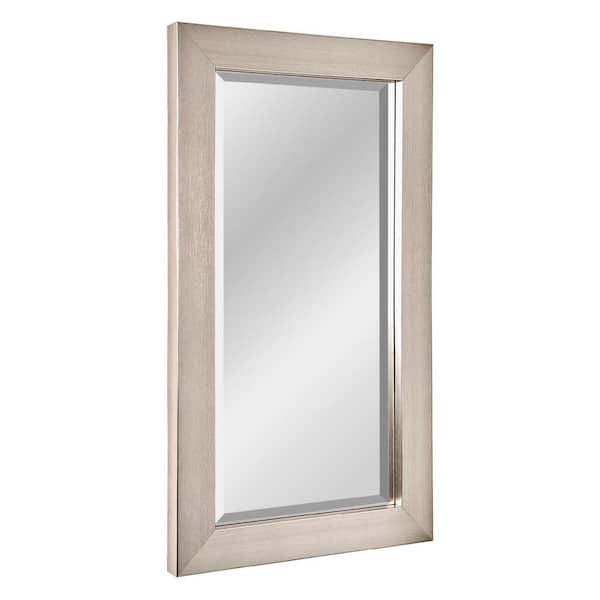 Head West 28 in. x 16 in. Brushed Nickel Metal Rectangular Framed Beveled Wall Mirror
