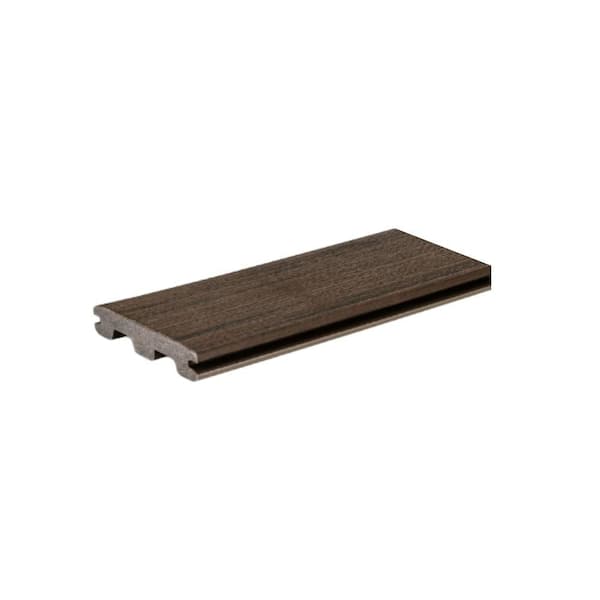 Prime+ 1 in. x 6 in. x 1 ft. Dark Cocoa Grooved Edge Composite Decking Board Sample