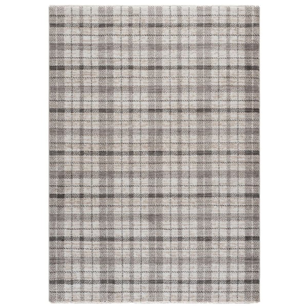 Oxford Plaids 4 ft. x 6 ft. Gray/Beige Geometric Plaid Area Rug