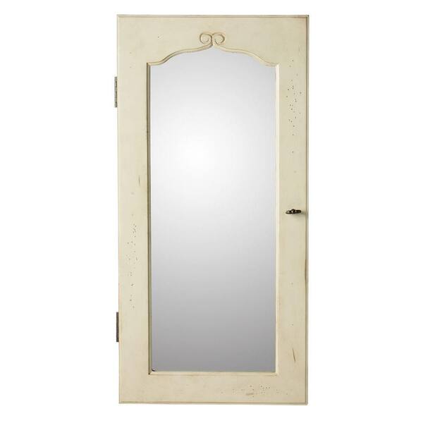 Unbranded Provence Wall Mount Jewelry Armoire with Mirror in White