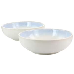 Blue Rim 10In. 64fl. oz. Blue Stoneware Serving Bowl Set of 2