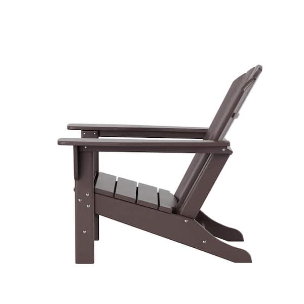 Mason Dark Brown Poly Plastic Outdoor Patio Classic Adirondack Chair, Fire Pit Chair (Set of 4)