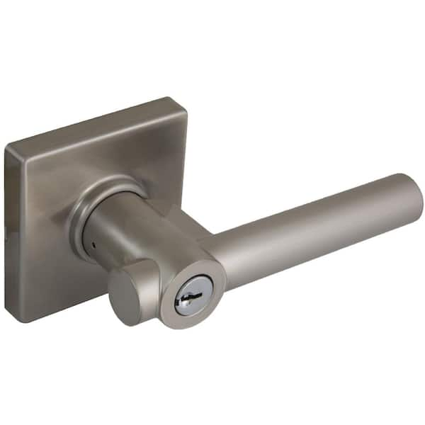 Defiant Woodbridge Satin Nickel Keyed Entry Door Lever With Square Rose Lp2x200a The Home Depot 9462