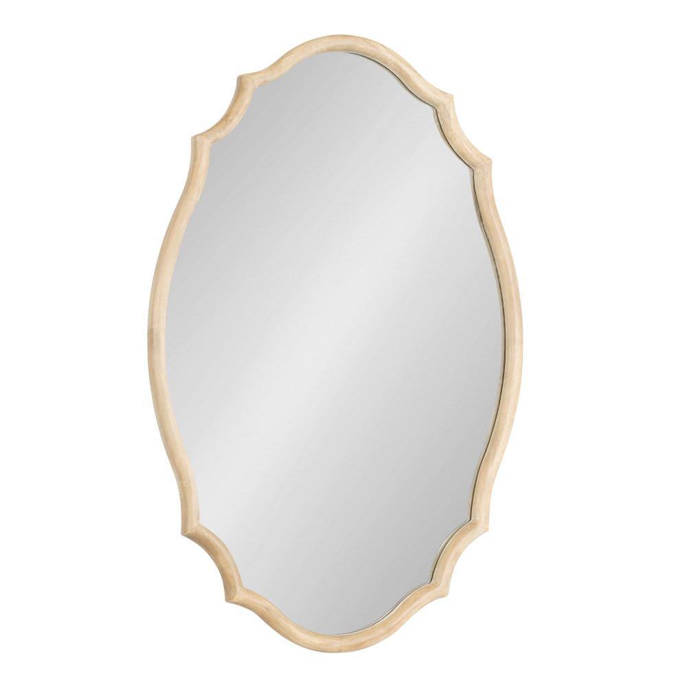 Natural Wood Scalloped Oval Wall Mirror 24x36