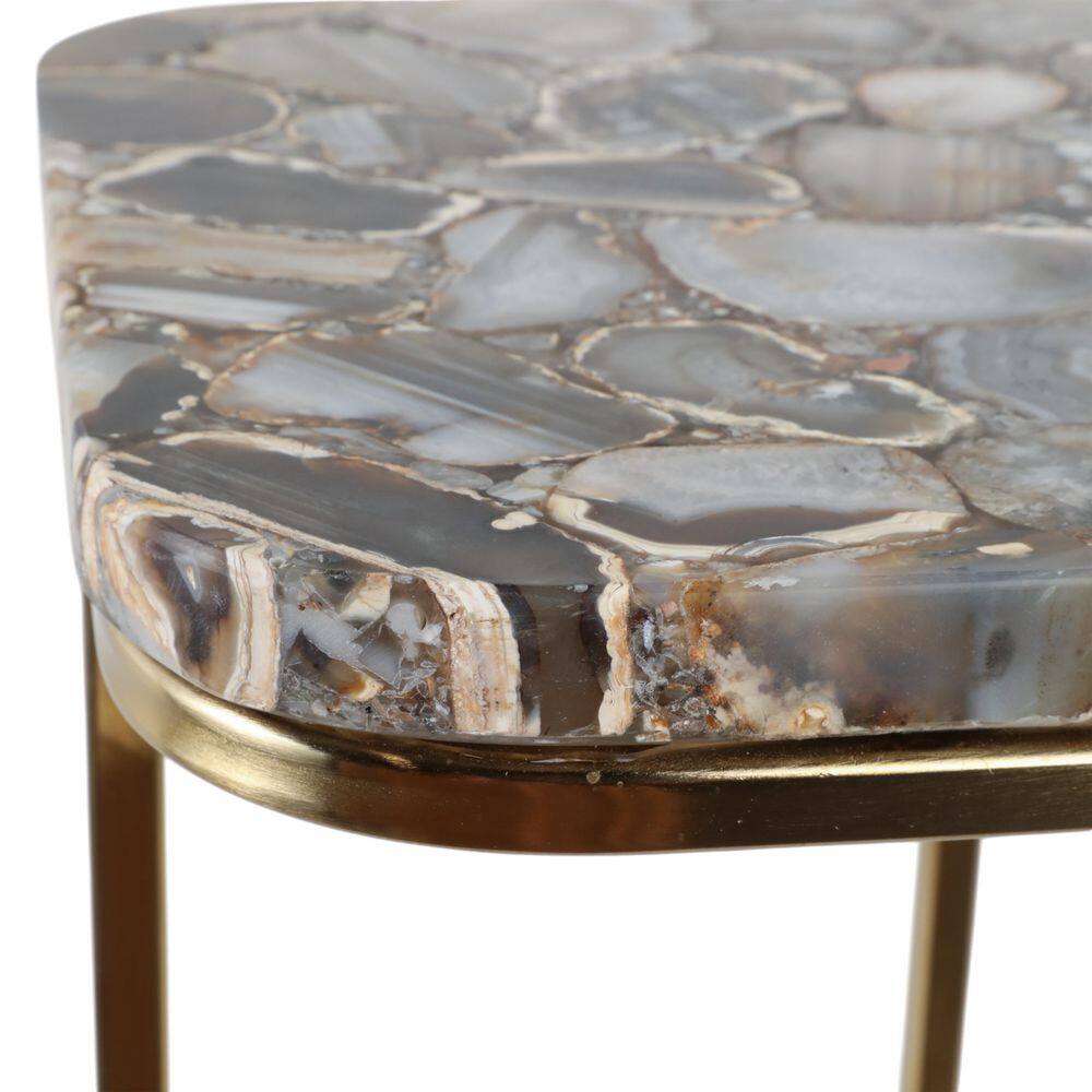15 in. Black Rectangle Stone Agate Top Contemporary End Table - thumbnail 6