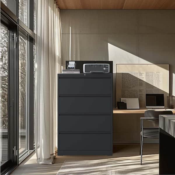 Tidoin 4-Tier Metal Storage Cabinet Locker with 4 Drawers in Black