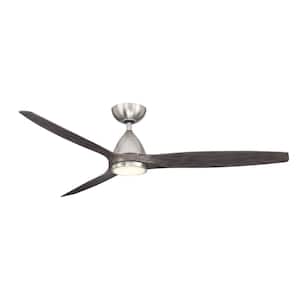 Skylark 62 in. 3-Blade Smart Indoor/Outdoor Ceiling Fan in Brushed Nickel Ebony 3000K Integrated LED and Remote Control