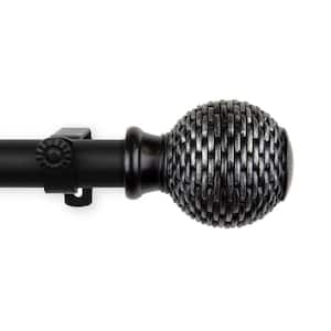 66 in. - 120 in. Adjustable Single Curtain Rod 1 in. Dia in Black with Talitha Finials