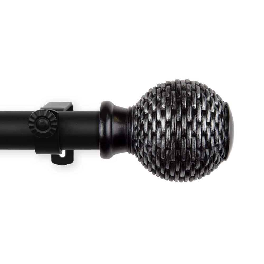 EMOH 120 in. - 170 in. Adjustable Single Curtain Rod 1 in. Dia in Black ...