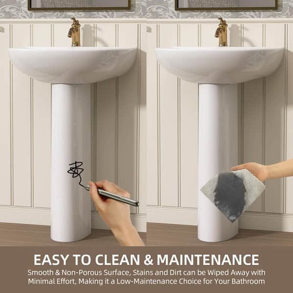 Zeafive 21 in. W x 17 in. D Pedestal Sink Basin Combo in White