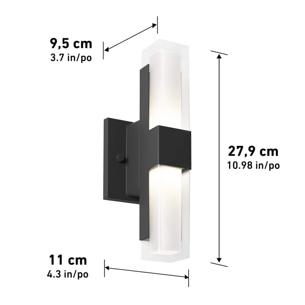 Gemini Matte Black Dimmable LED Outdoor Wall Sconce