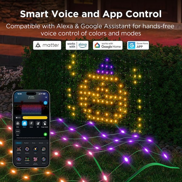 Outdoor Net Lights, 2.8 x 9.4 ft. with RGBIC, DIY Functions and 480-LEDs