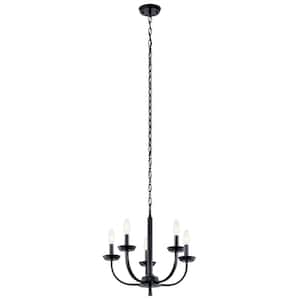 Kennewick 18 in. 5-Light Black Traditional Candle Circle Chandelier for Dining Room