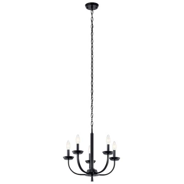 Kennewick 18 in. 5-Light Black Traditional Candle Circle Chandelier for Dining Room