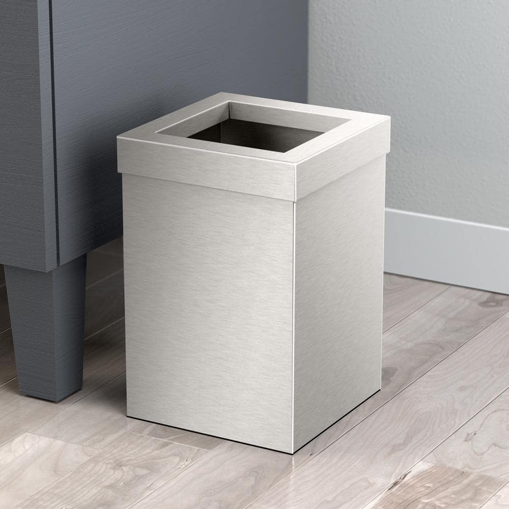Satin Nickel Square Stainless Steel Open-Top Waste Basket