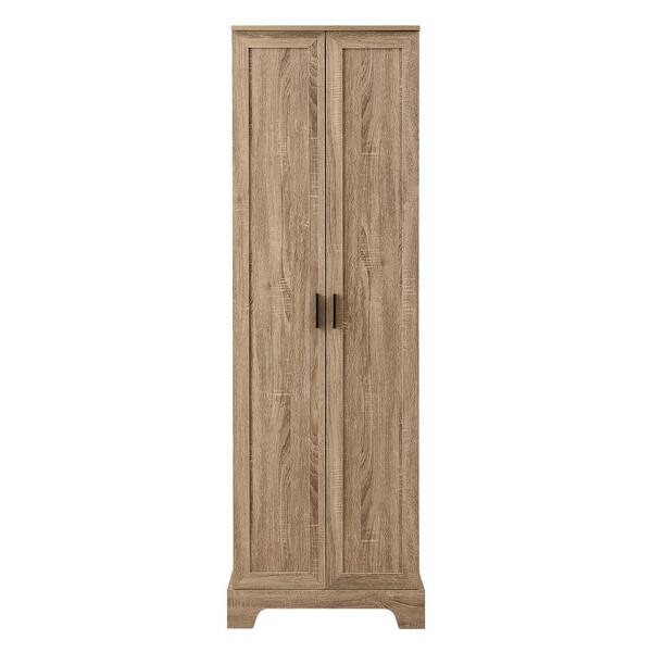 JimsMaison 23 in. W x 17 in. D x 71 in. H Brown MDF Linen Cabinet with Two Doors