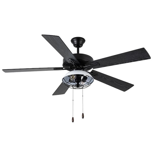 River Of Goods 52 In Indoor Black Harrow Industrial Style Ceiling Fan With Light Kit 20250 The Home Depot Light Kit 20250, Industrial Ceiling Fans Home Depot