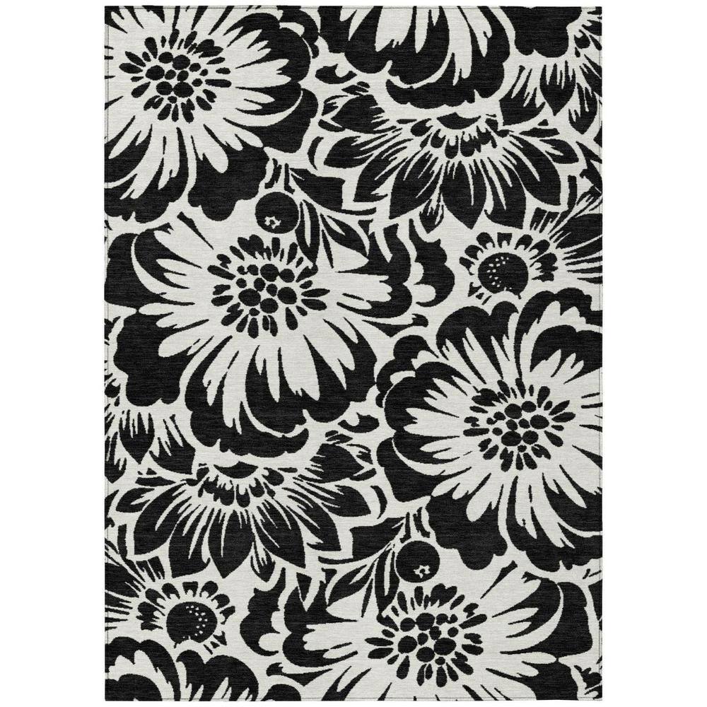 Black and Ivory 3 ft. x 5 ft. Woven Floral Rectangle Indoor/Outdoor Area Rug price history on PriceWatchPro