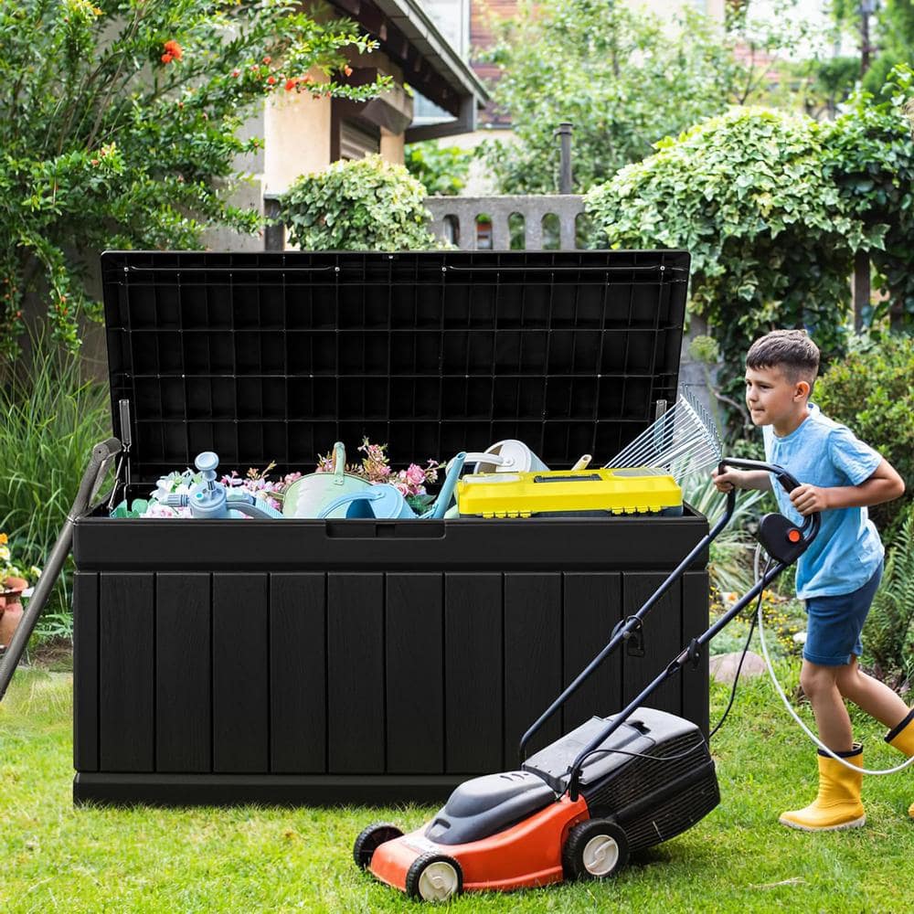 Large Black Resin Lockable Outdoor Deck Box
