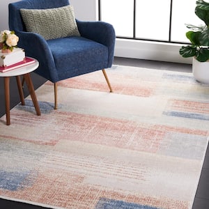 Blair Beige/Blue Rust 8 ft. x 10 ft. Machine Washable Abstract Area Rug