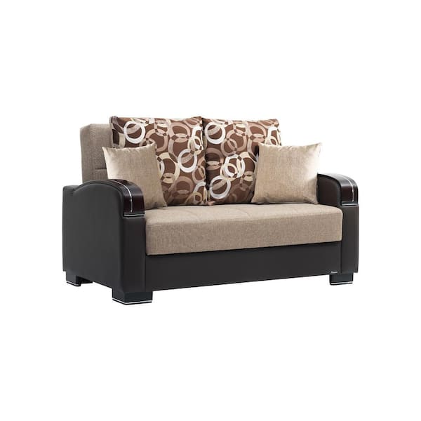 Goliath Convertible 63 in. Brown Chenille 2-Seater Loveseat with Storage, Firm Seat Cushion
