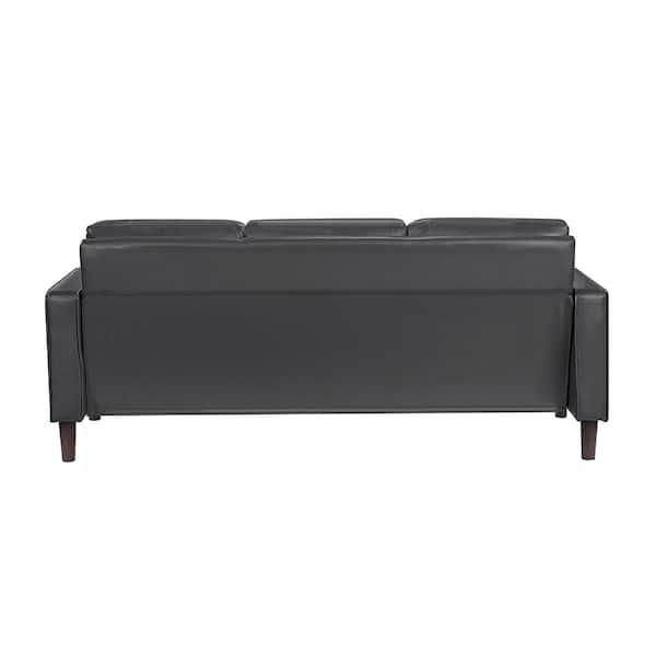 Lazzara Apollo 77 in. W Square Arm Faux Leather Rectangle Sofa in