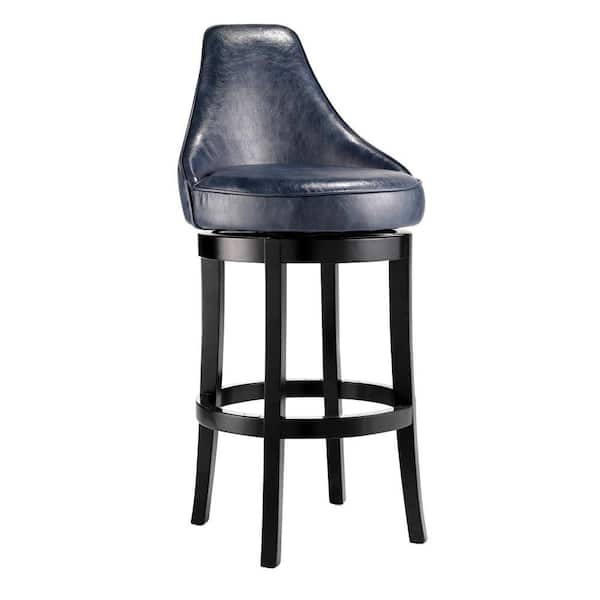 Unbranded 20.5 in. W Draper Textured Leather Blue Swivel Bar Stool