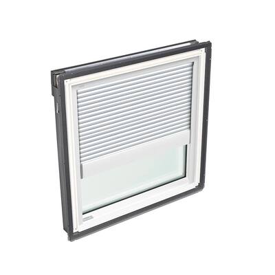 22-1/2 in. x 22-15/16 in. Fixed Deck Mount Skylight with Laminated Low-E3 Glass and White Manual Room Darkening Blind