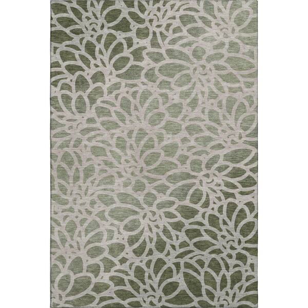 Mayfield Premium Machine Washable Abstract AMF2412 Celery 9 ft. x 12 ft. Area Rug
