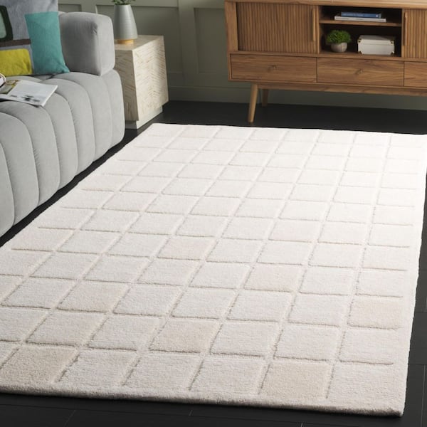 SAFAVIEH Mykonos 6 ft. x 6 ft. Ivory High-Low Tile Square Area Rug ...