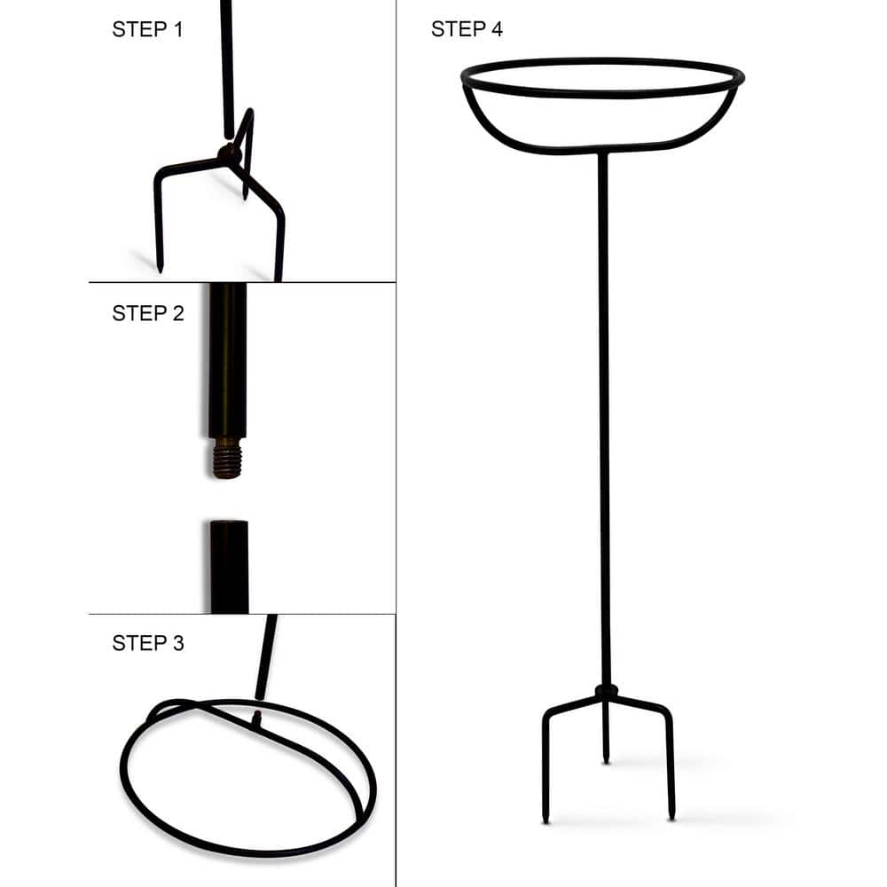 Pure Copper Hand Hammered Bird Bath with Iron Stand