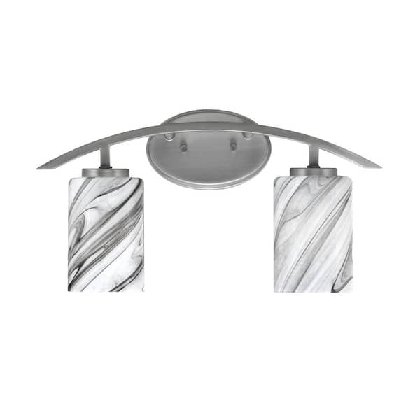 Unbranded Siena 18.25 in. 2-Light Vanity Light Graphite with Onyx Swirl Glass Shades