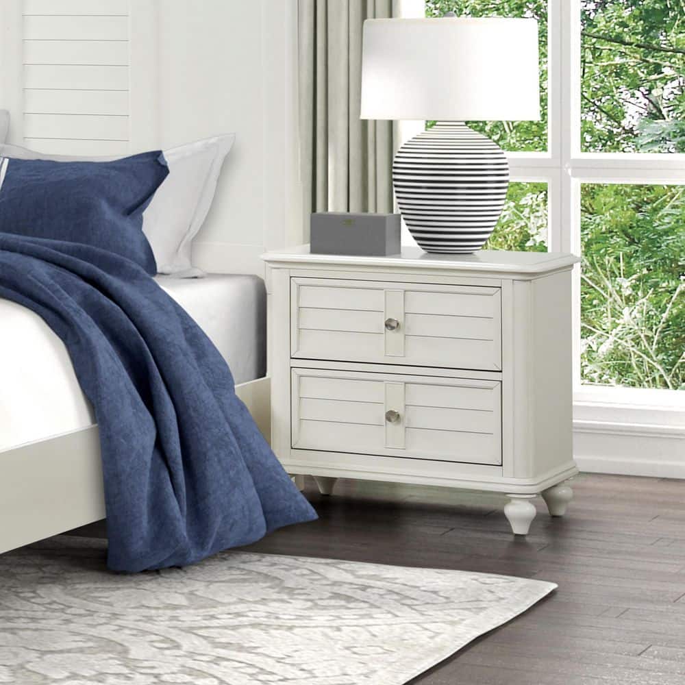 Saba Antique White 2-Drawer 28 in. W Nightstand