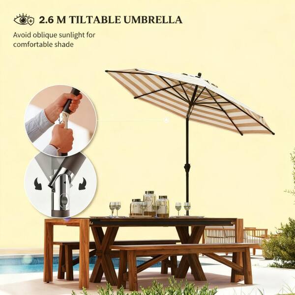 9 ft. Outdoor Patio Umbrella in Gray, 2-Tier Vented Patio Table