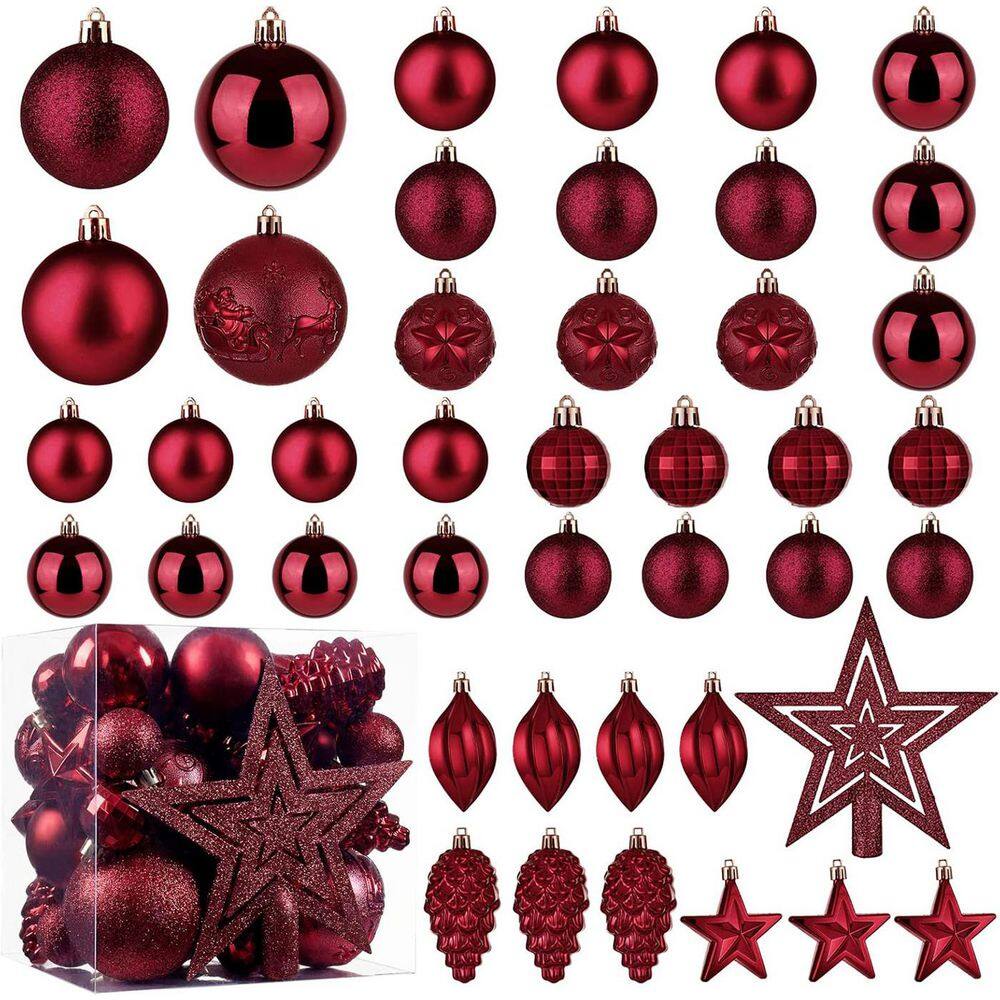 43-Pack Shatterproof Burgundy Christmas Balls with Hanging Loops, Xmas Tree and Party Decor price history on PriceWatchPro