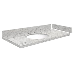 Silestone 40.25 in. W x 22.25 in. D Quartz White Round Single Sink Vanity Top in Pietra