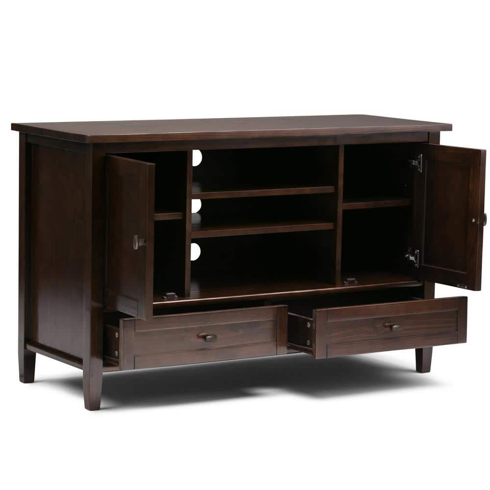 Tobacco Brown Solid Pine 47" TV Media Stand with Cabinets