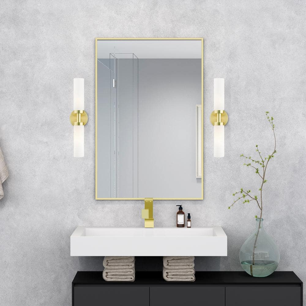 Satin Brass and Opal Glass 18" Modern Vanity Light