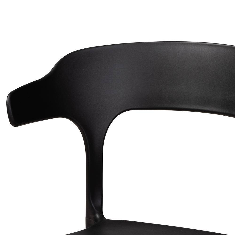 Black Low Plastic Arm Chair with Cane Backrest