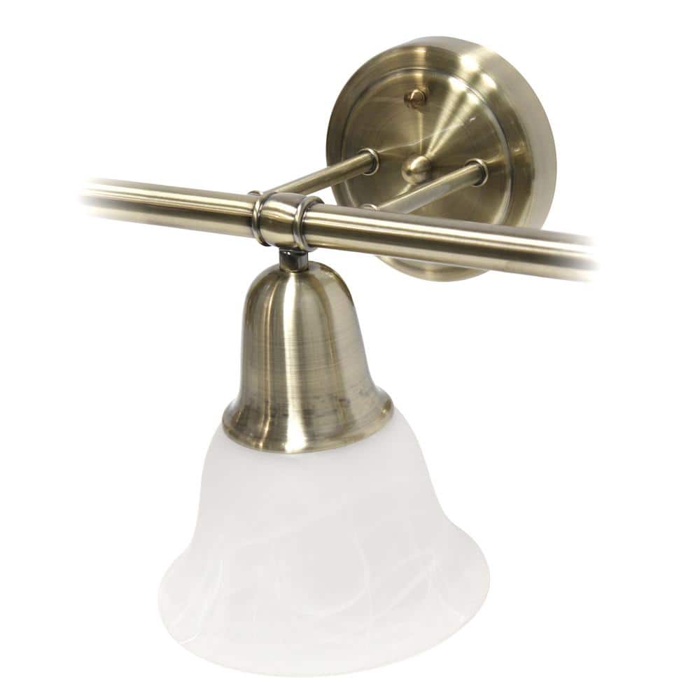 Antique Brass 27" Vanity Light with Frosted Glass Shades
