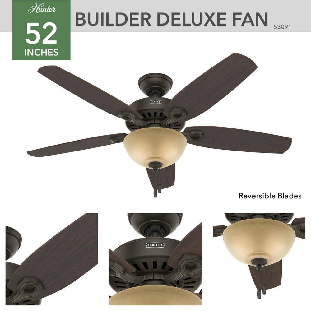 52'' New Bronze Ceiling Fan with LED Light and Reversible Blades