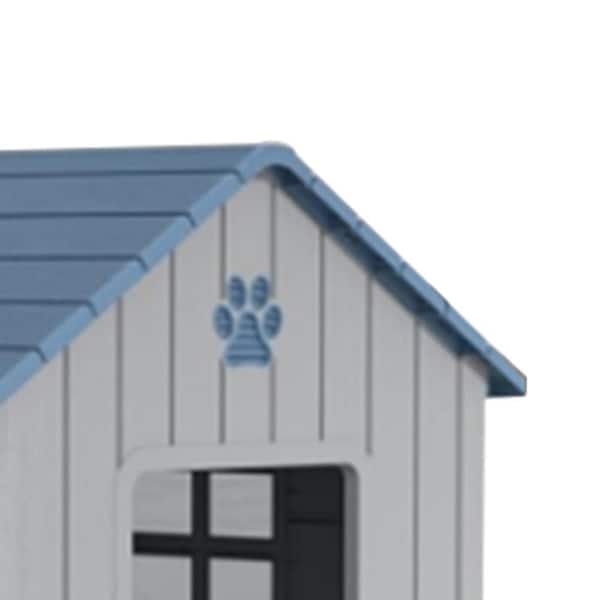 Blue Dog House Indoor Outdoor with Elevated Floor for Small to