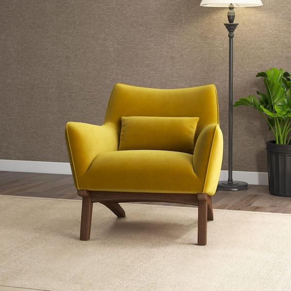 Ashcroft Furniture Co Gatsby Mid Century Modern Luxury Gold Velvet Upholstered Accent Comfy Wide Armchair
