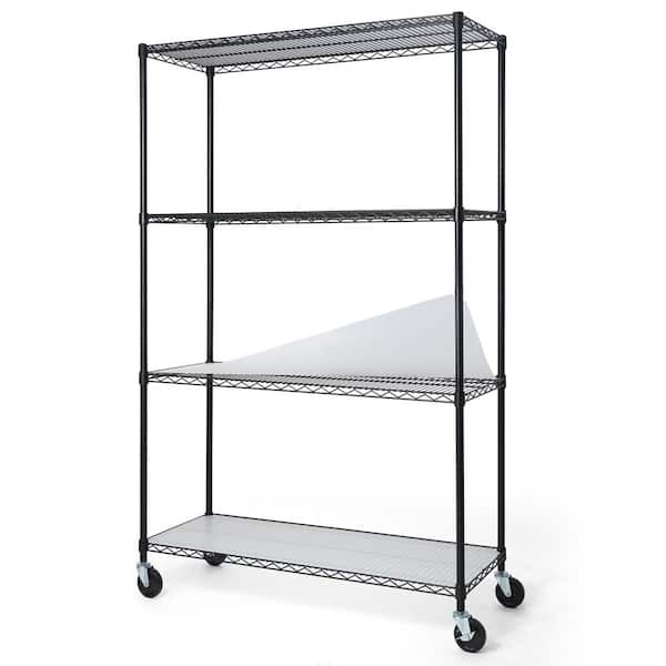 Black 4-Tier Adjustable Welded Steel Heavy Duty Garage Storage Unit Shelving with Liner (48 in. W x 72 in. H x 18 in. D)