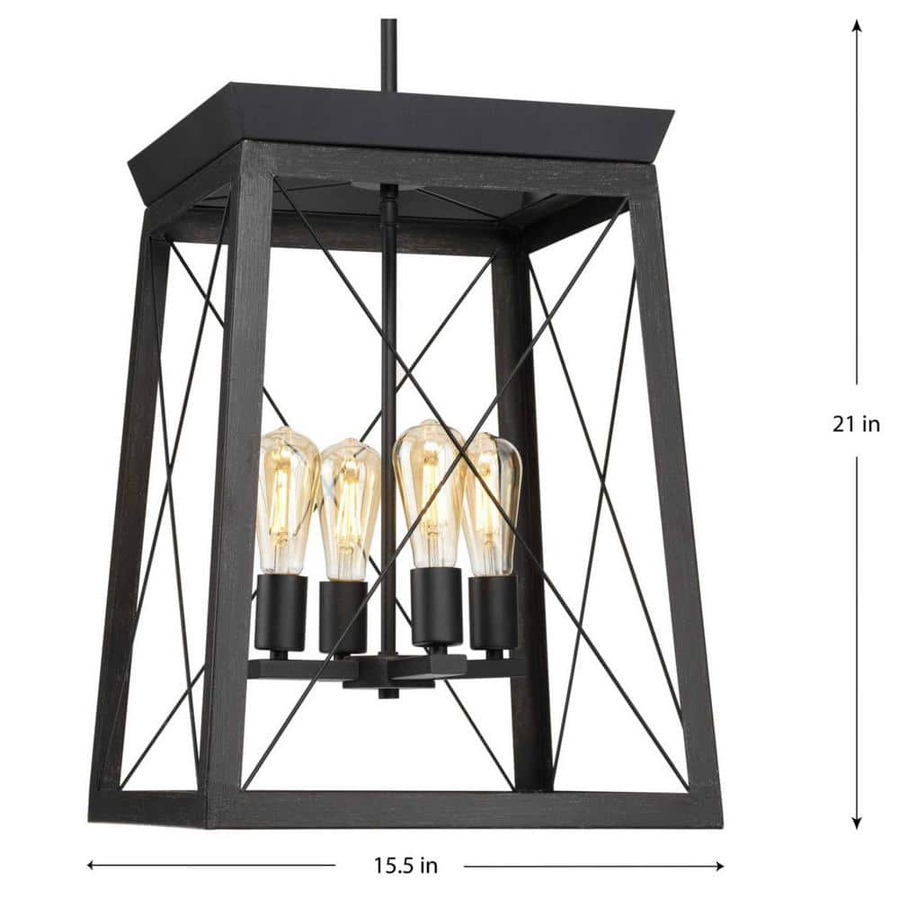 Briarwood Textured Black 4-Light Farmhouse Chandelier