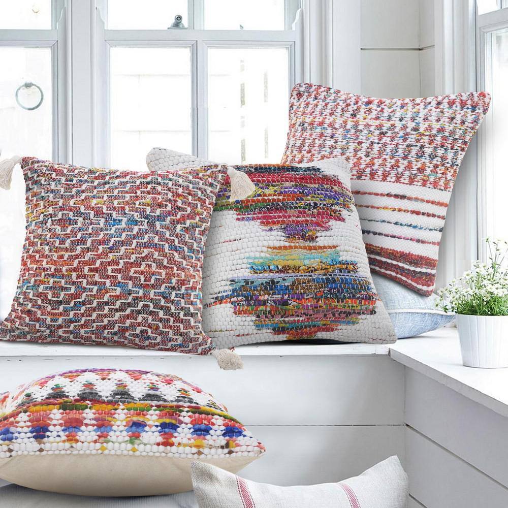 Nomad 20" Square Multicolor Cotton Geometric Throw Pillow