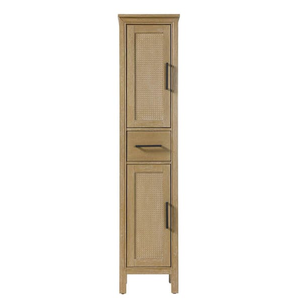 16 in. W x 18 in. D x 72 in. H Beige Freestanding Linen Cabinet