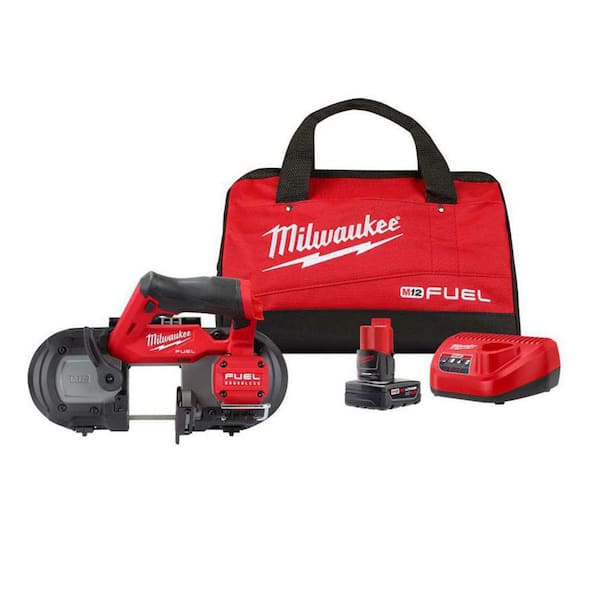 Milwaukee M12 FUEL 12V Lithium-Ion Cordless Compact Band Saw XC Kit with One 4.0 Ah Battery, Charger and Bag