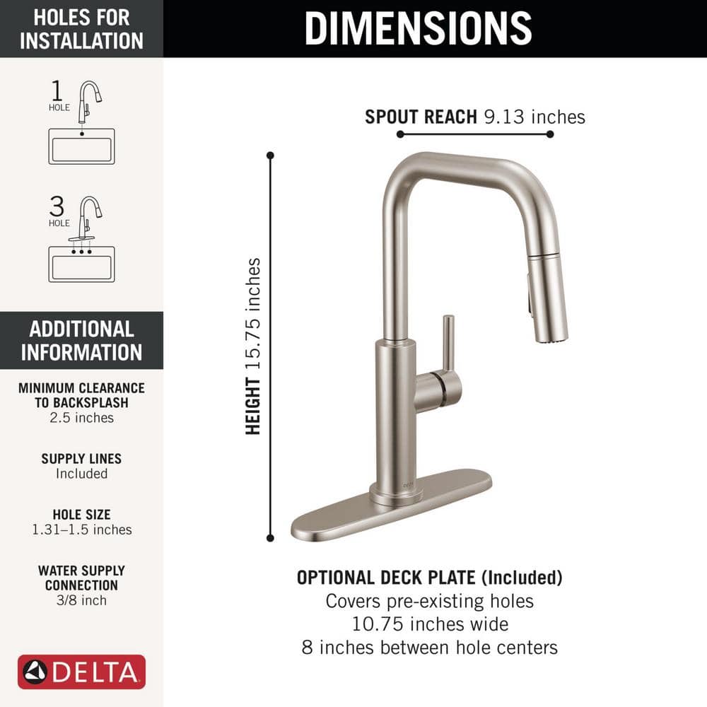 Stainless Steel Single Handle Pull-Down Kitchen Faucet